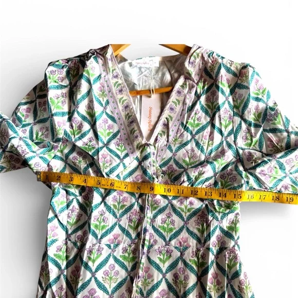 Sunny Spirit Maxi Boho Floral Print V Neck Flowy Tassel with Long Puff Sleeves. - Picture 8 of 16